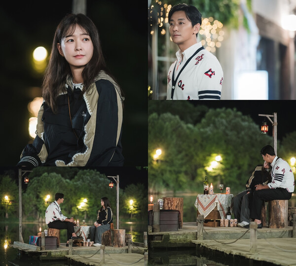 주지훈과 정유미가 tvN 드라마 '사랑은 외나무다리에서'에서 과거의 감정을 되살리기 위해 특별한 밤을 보낸다. 온라인 캡쳐