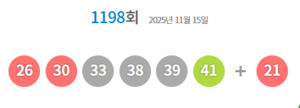 로또 1198회 당첨번호 속보 이미지